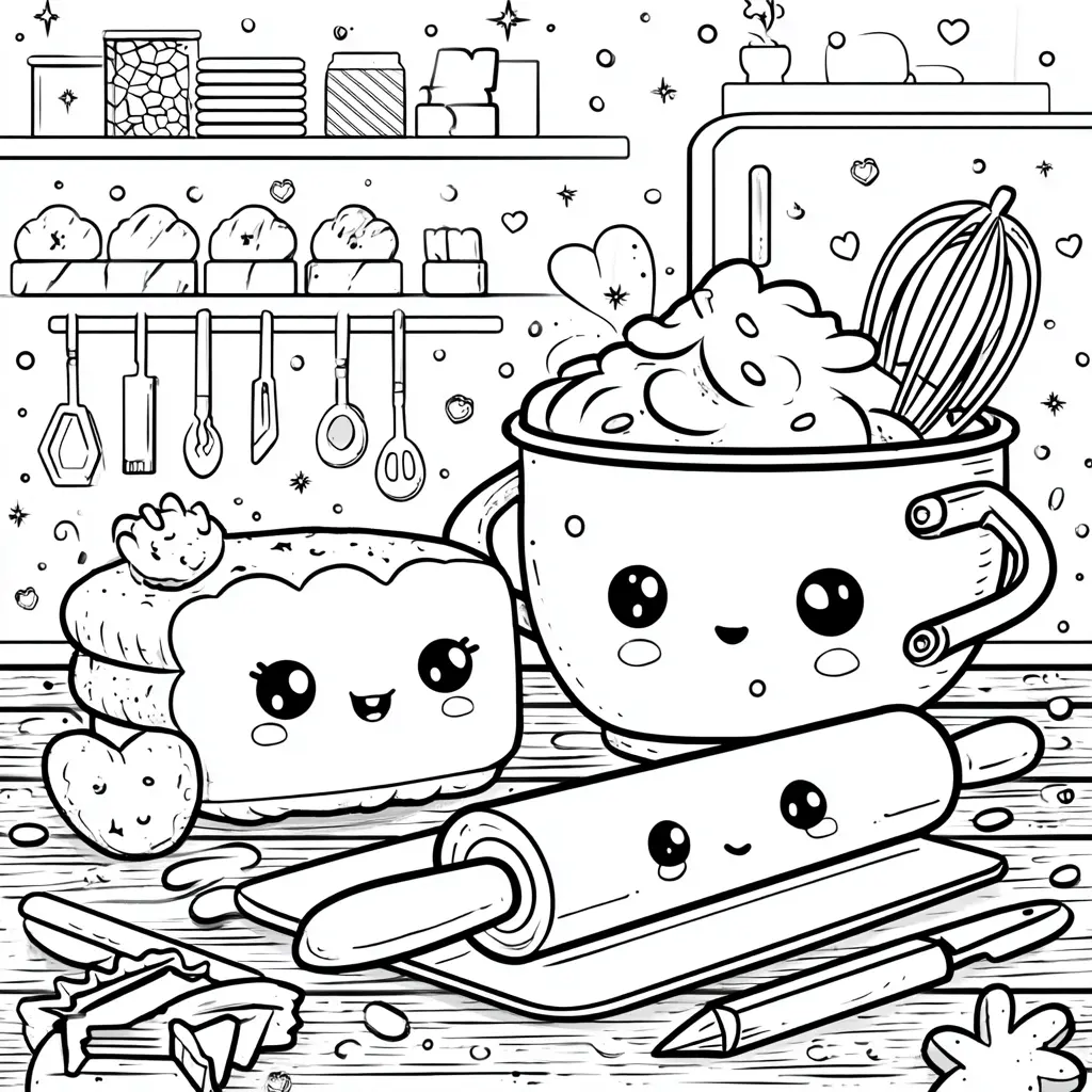 Dibujos de postres y dulces para colorear | COCINA KAWAII DE DULCES