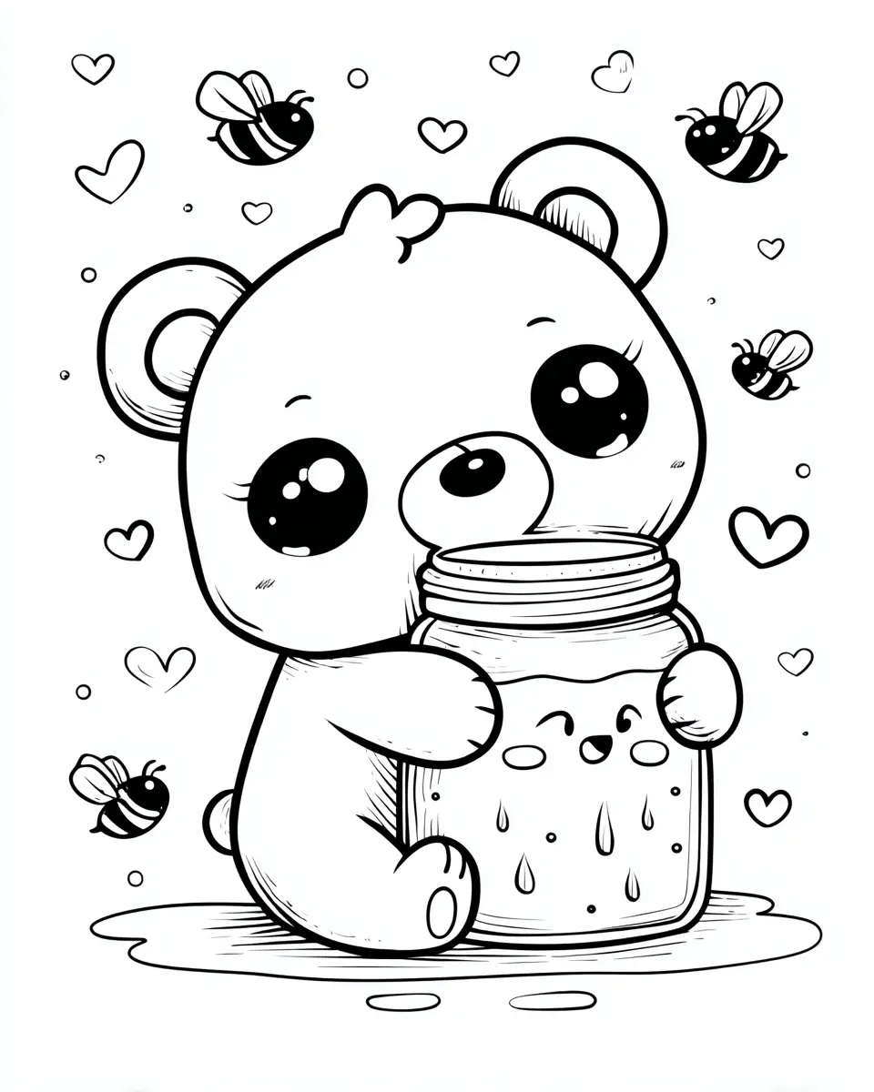 Dibujos de postres y dulces para colorear | OSITO ABRAZA LA MIEL