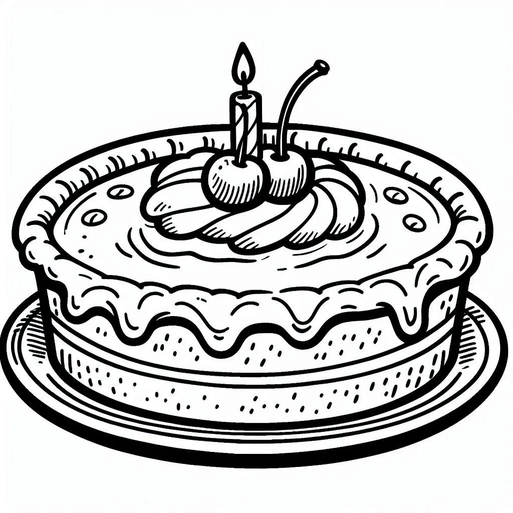 Dibujos de postres y dulces para colorear | TARTA DE CEREZAS