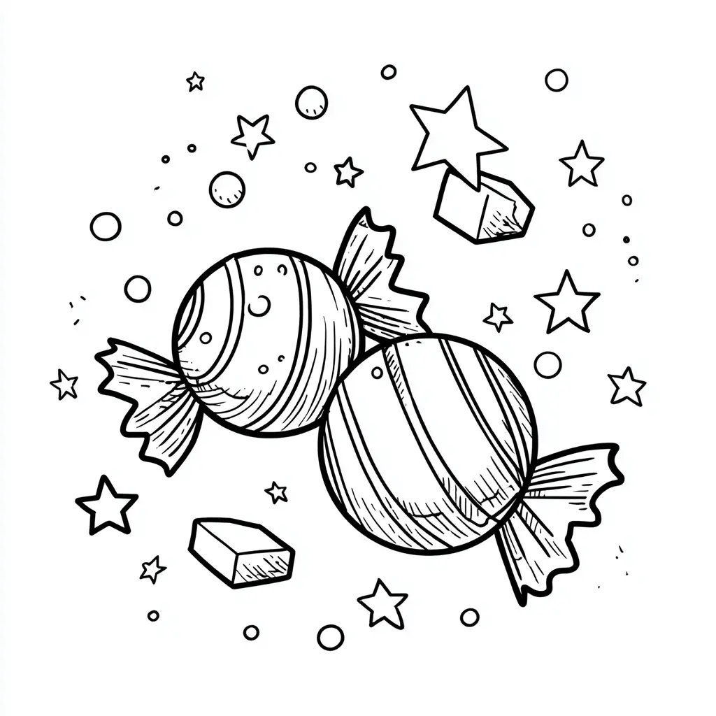 Dibujos de postres y dulces para colorear | CARAMELOS Y ESTRELLAS