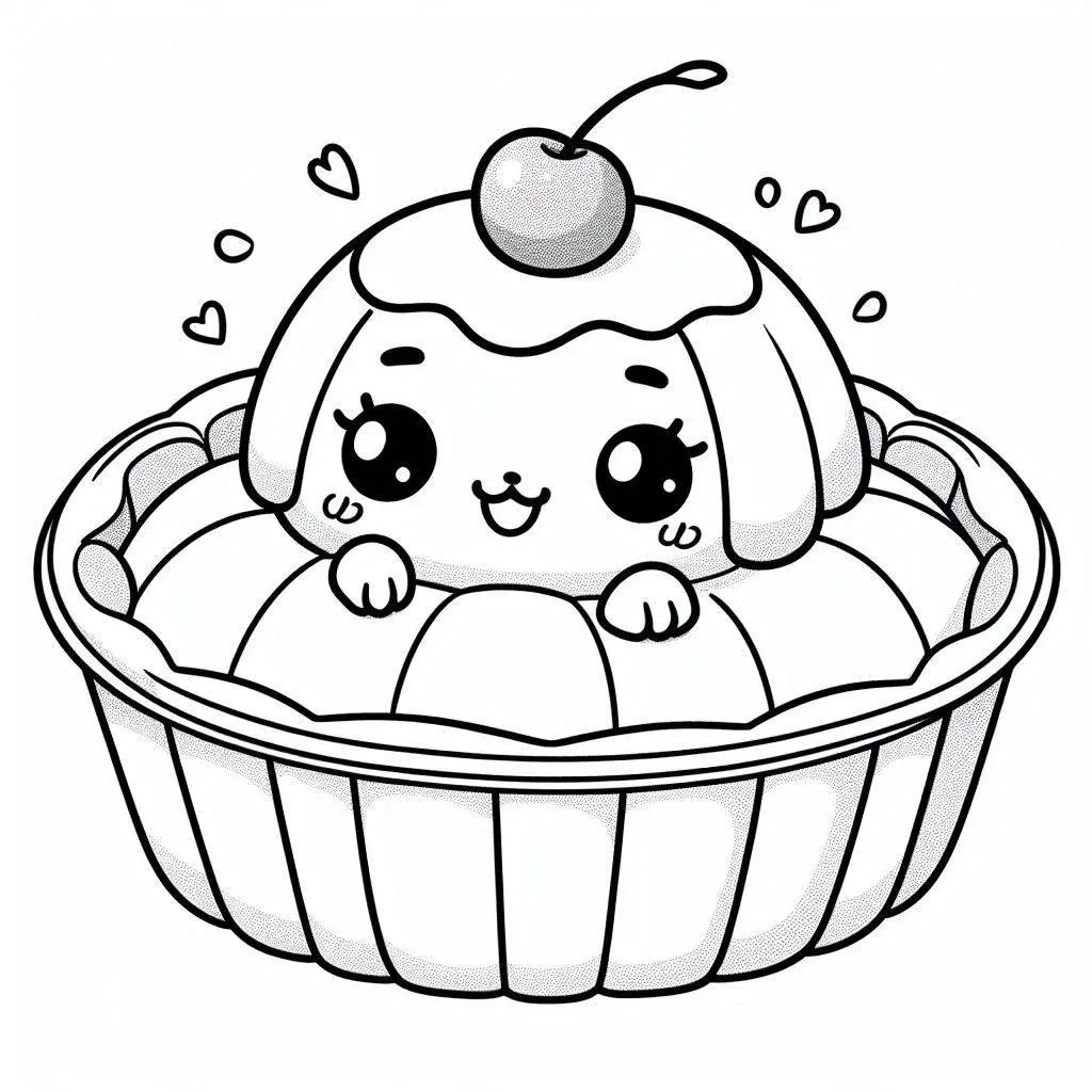 Dibujos de postres y dulces para colorear | TARTA KAWAII