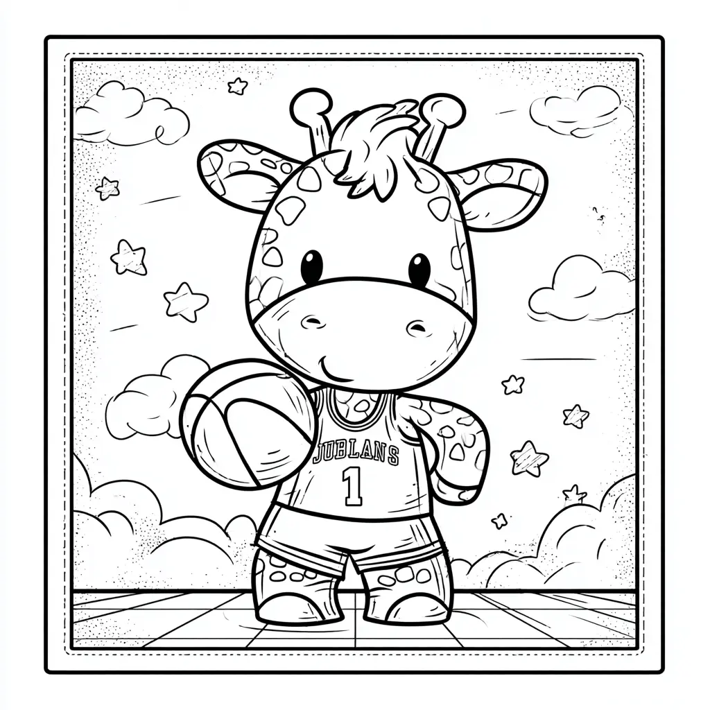 Dibujo de cuadro de jirafa basquetbolista para colorear Dibujo de cuadro de jirafa basquetbolista para colorear