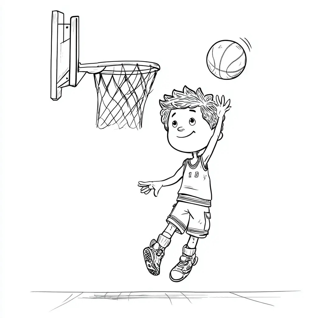 Dibujo de encestando a canasta para colorear Dibujo de encestando a canasta para colorear