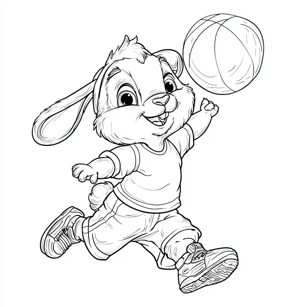 Dibujo de conejito cartoon deportista para colorear Dibujo de conejito cartoon deportista para colorear