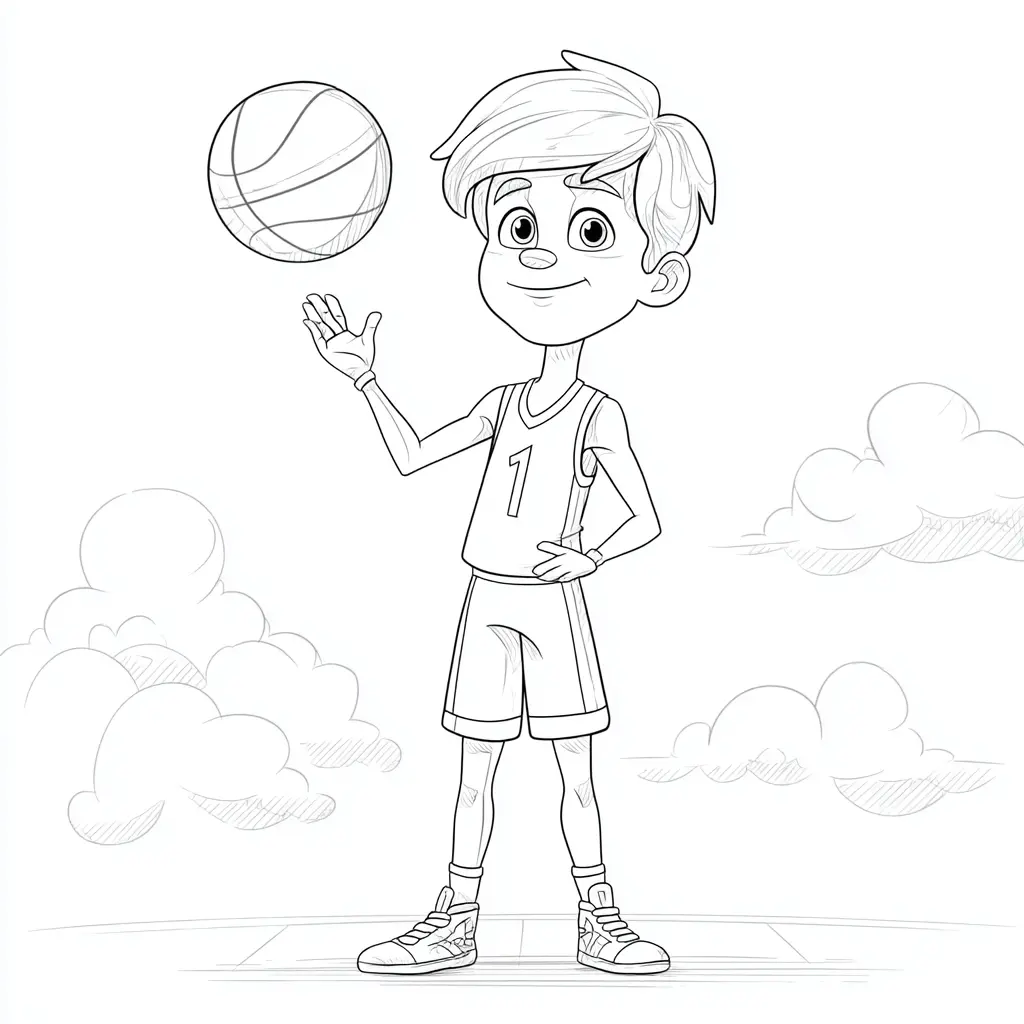 Dibujo de baloncestista junior 1 para colorear Dibujo de baloncestista junior 1 para colorear