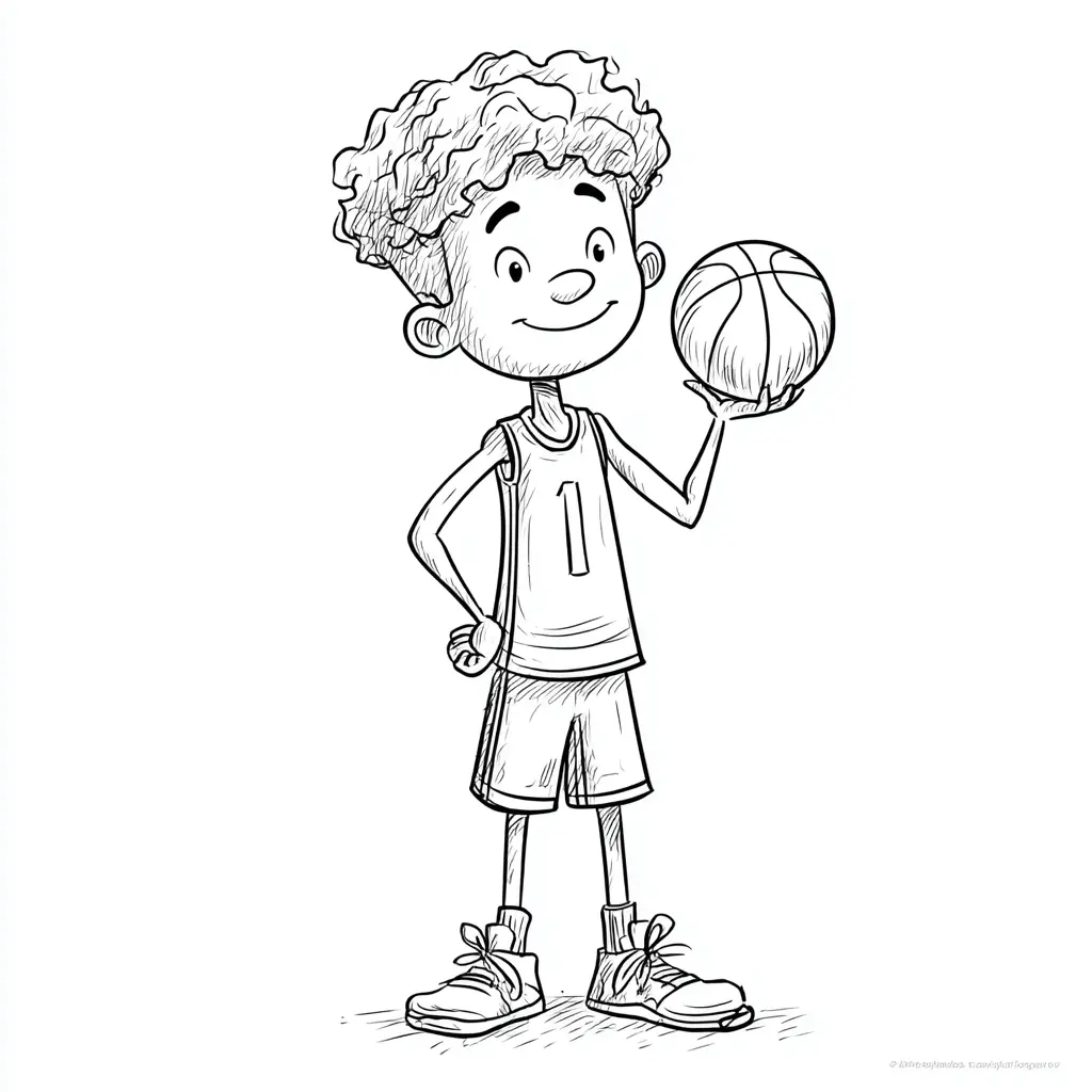 Dibujo de baloncestista infantil para colorear Dibujo de baloncestista infantil para colorear
