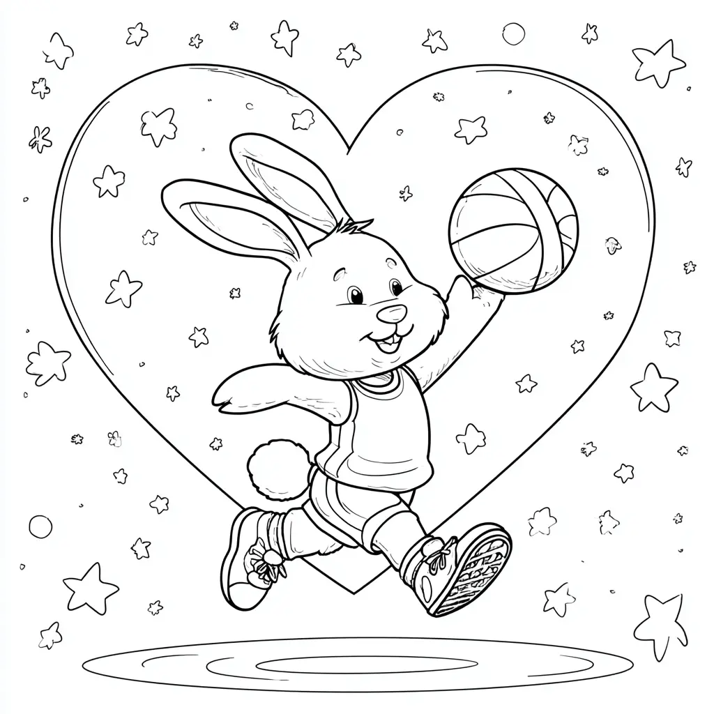 Dibujo de conejito estrella de basket para colorear Dibujo de conejito estrella de basket para colorear