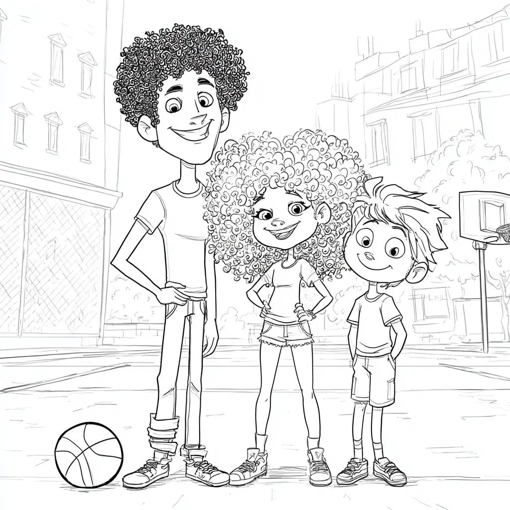 Dibujo de familia y equipo básquetbol para colorear Dibujo de familia y equipo básquetbol para colorear