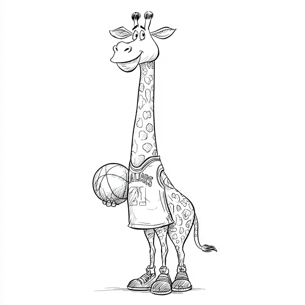 Dibujo de jirafa NBA para colorear Dibujo de jirafa NBA para colorear