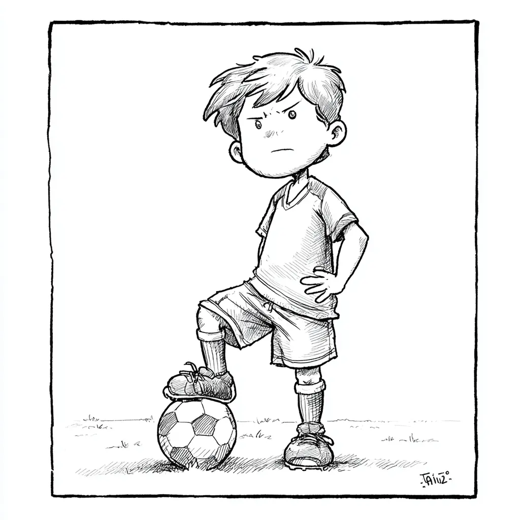 Dibujo de futbolista en el campo para colorear