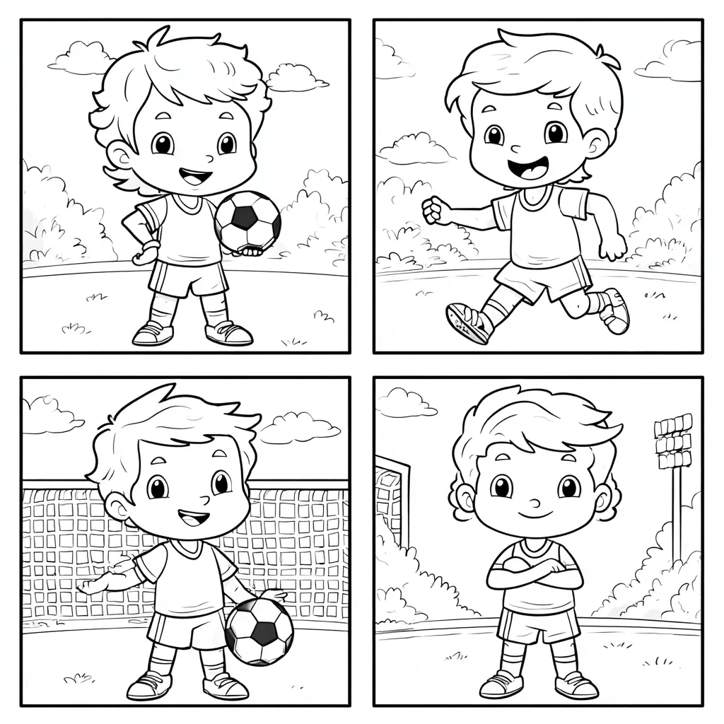 Dibujo de escenas de futbolistas para colorear