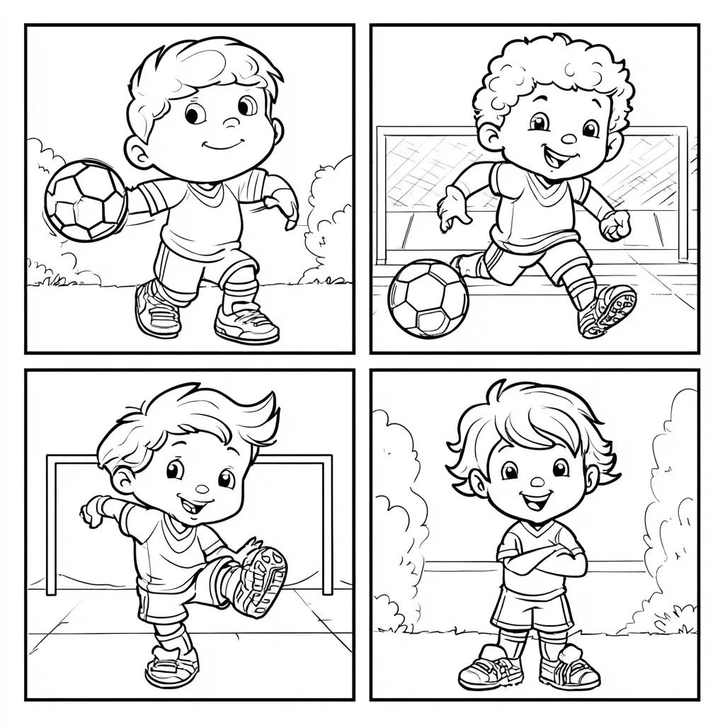 Dibujo de niños futbolistas para colorear