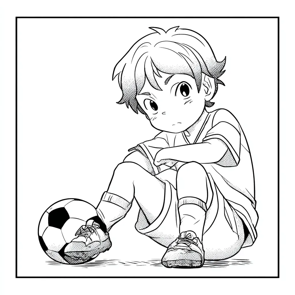 Dibujo de sentado con un balón para colorear