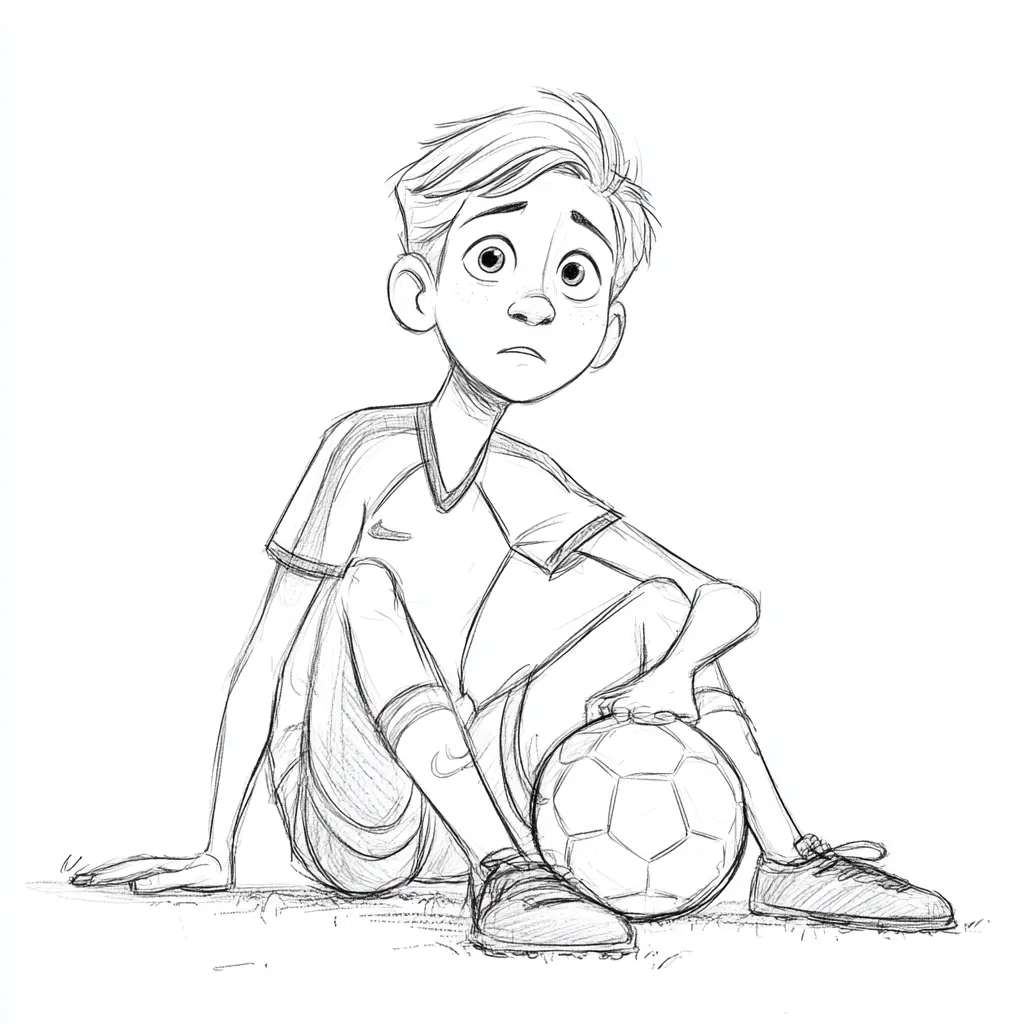Dibujo de futbolista a lápiz para colorear