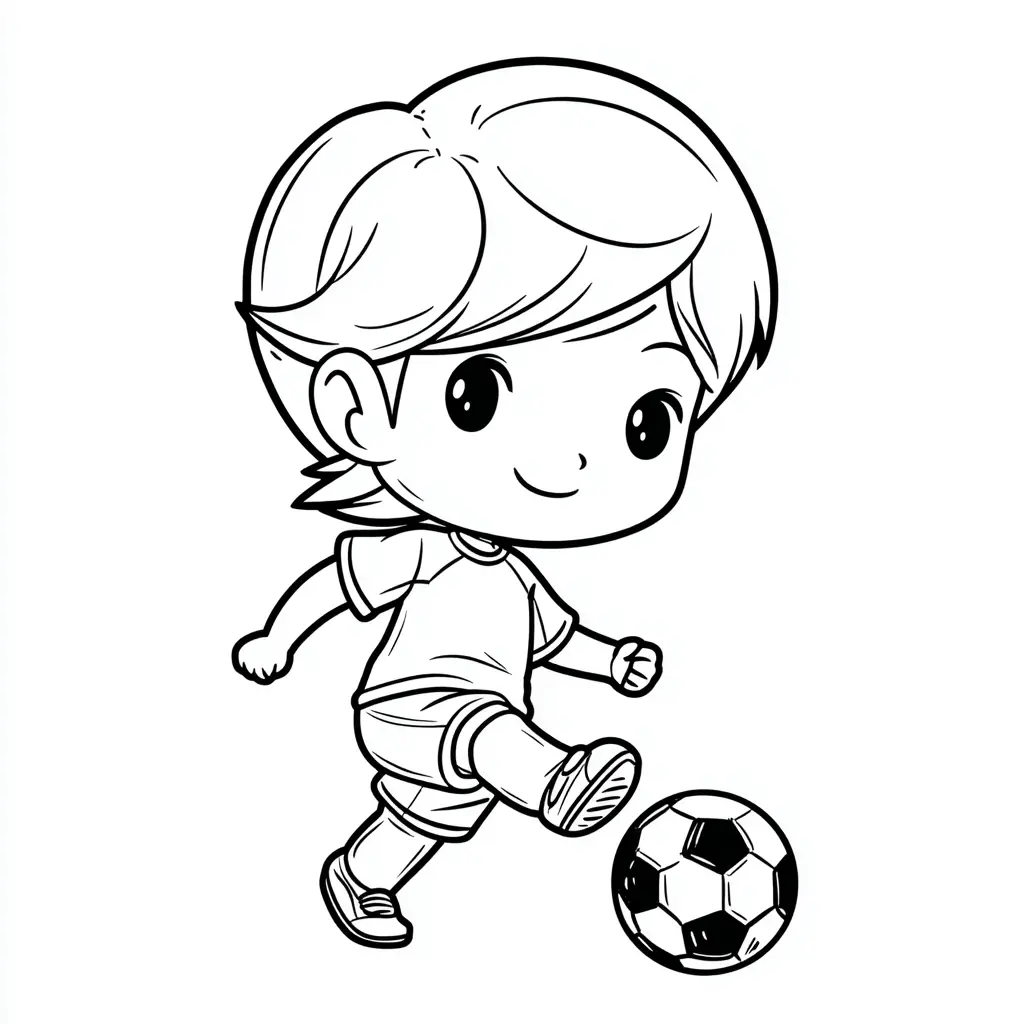 Dibujo de futbolista kawaii para colorear