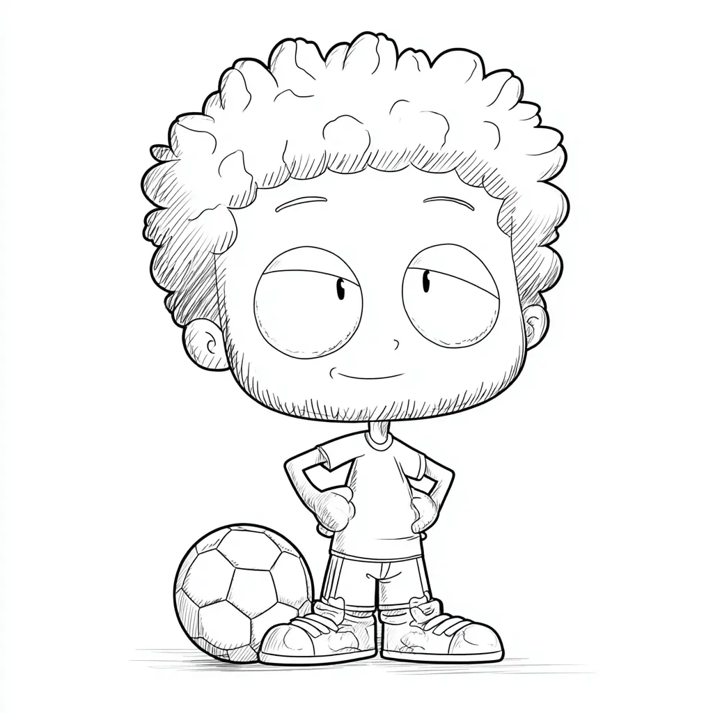 Dibujo de caricatura de futbolista para colorear