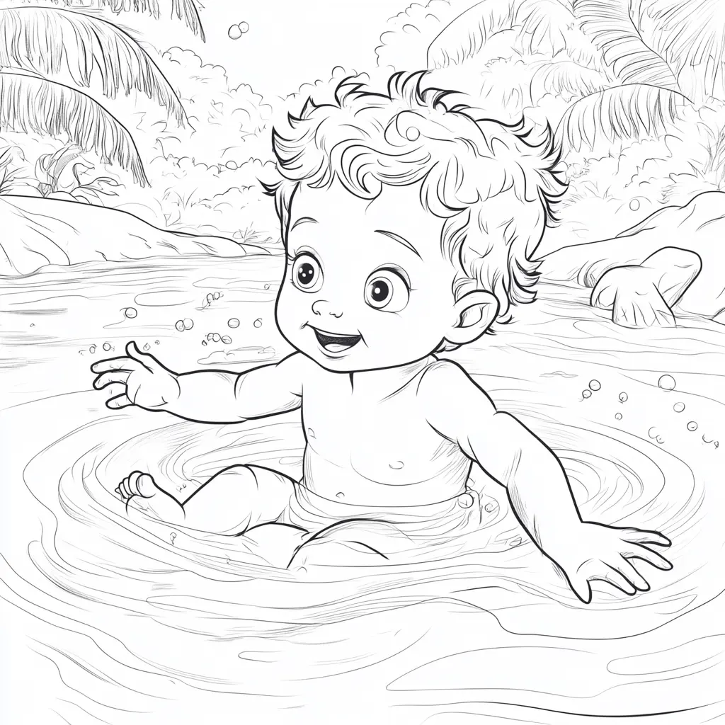 Dibujo de Mi primer baño para colorear Dibujo de Mi primer baño para colorear