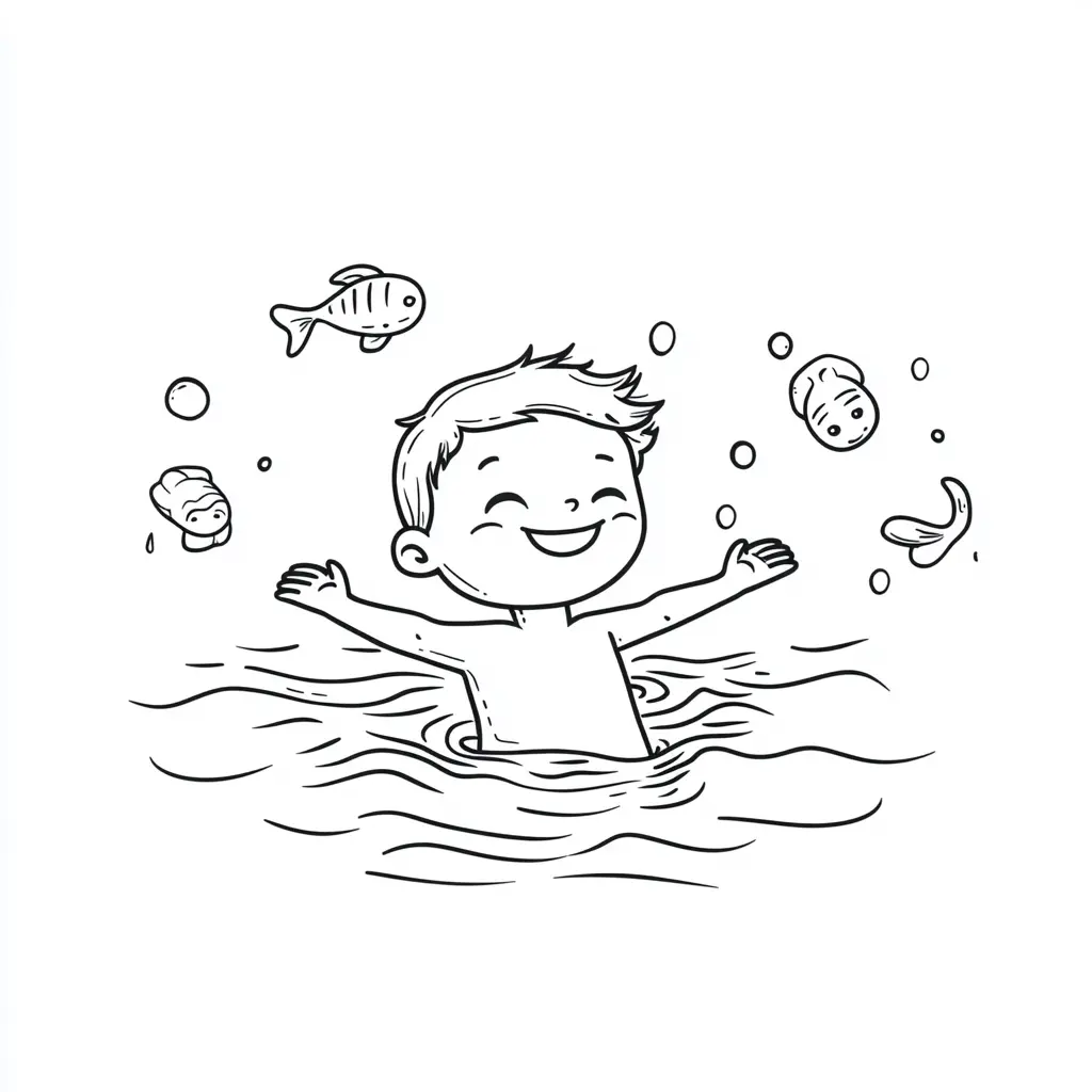 Dibujo de Jugando en el agua para colorear Dibujo de Jugando en el agua para colorear