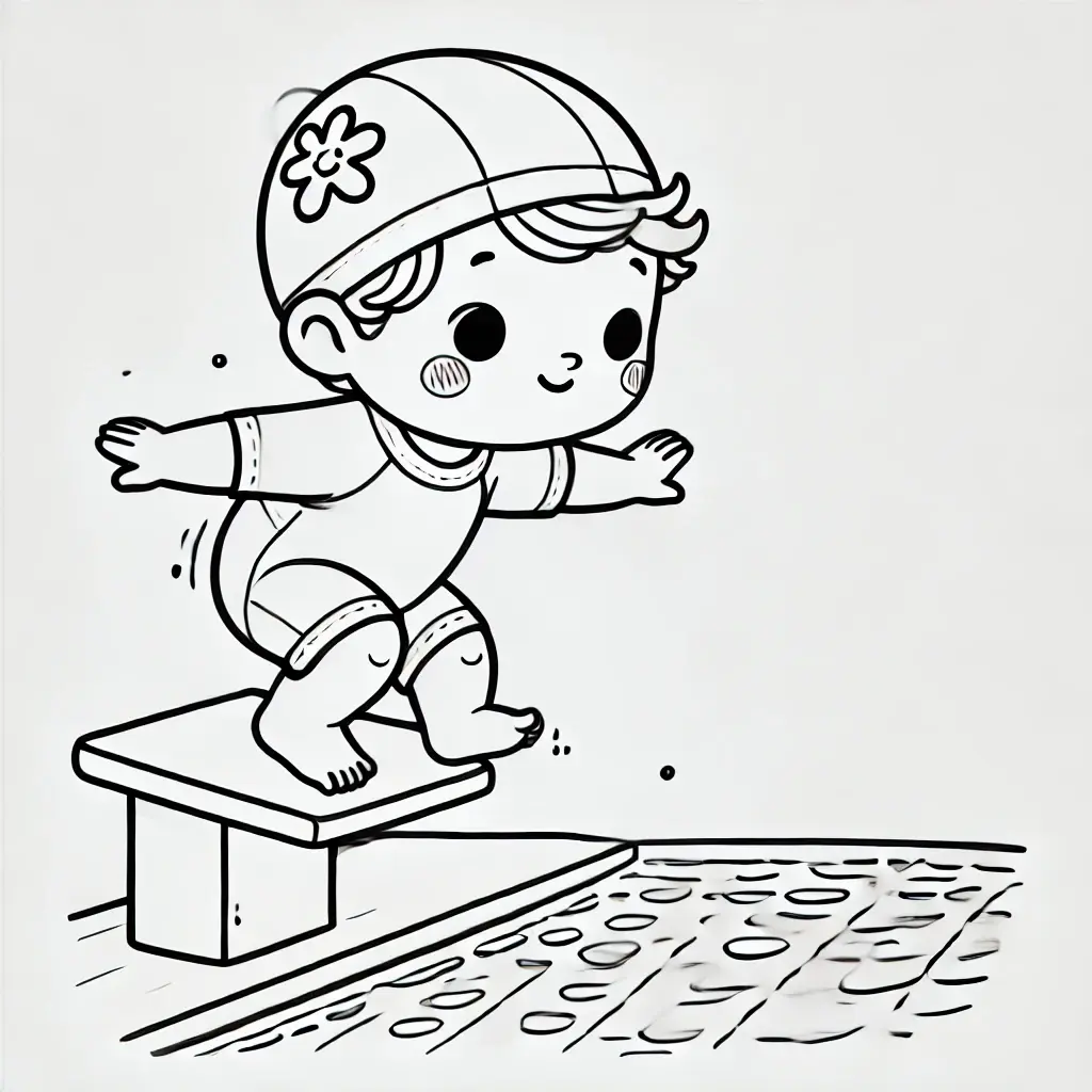 Dibujo de El pequeño nadador para colorear Dibujo de El pequeño nadador para colorear