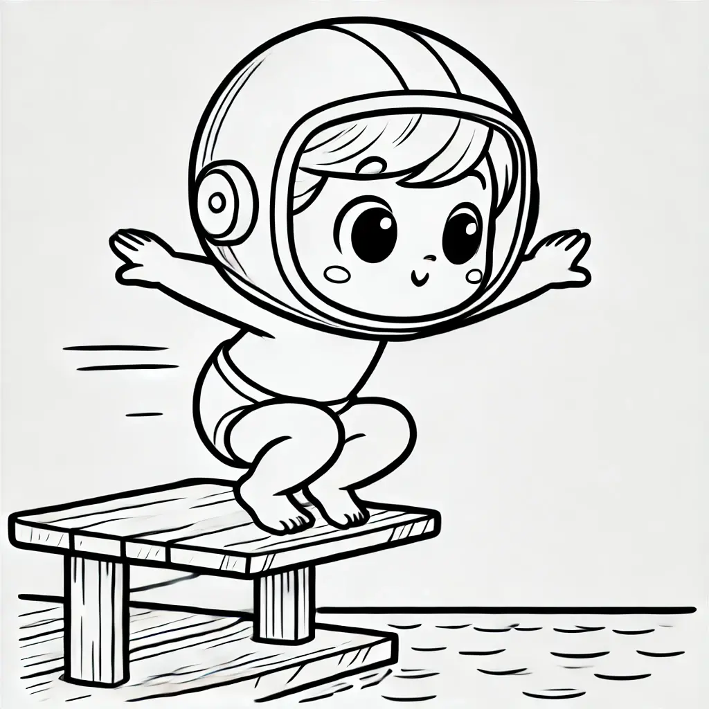 Dibujo de Listo para el chapuzón para colorear Dibujo de Listo para el chapuzón para colorear