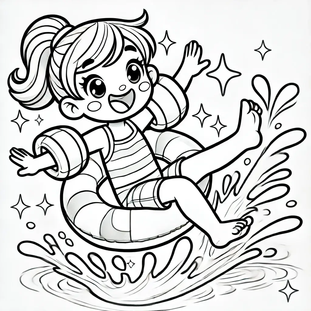 Dibujo de Diversión en la piscina para colorear Dibujo de Diversión en la piscina para colorear