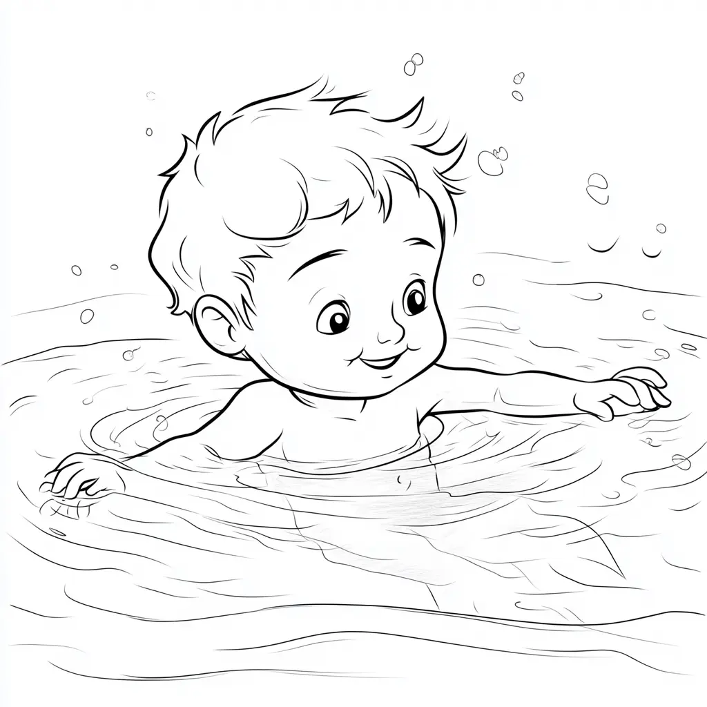 Dibujo de Aprendiendo a nadar para colorear Dibujo de Aprendiendo a nadar para colorear