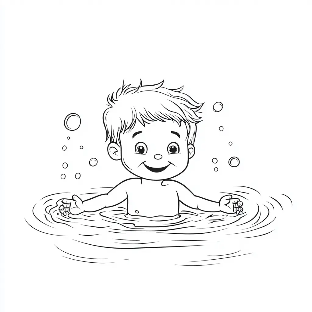 Dibujo de Niño en el agua para colorear Dibujo de Niño en el agua para colorear