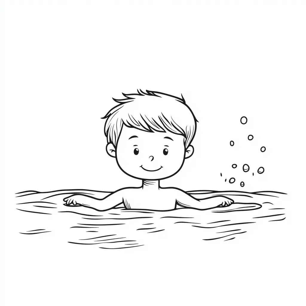 Dibujo de Niño flotando feliz para colorear Dibujo de Niño flotando feliz para colorear