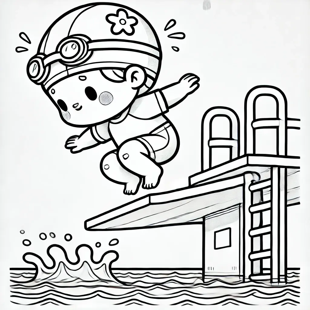 Dibujo de Saltando a la piscina para colorear Dibujo de Saltando a la piscina para colorear