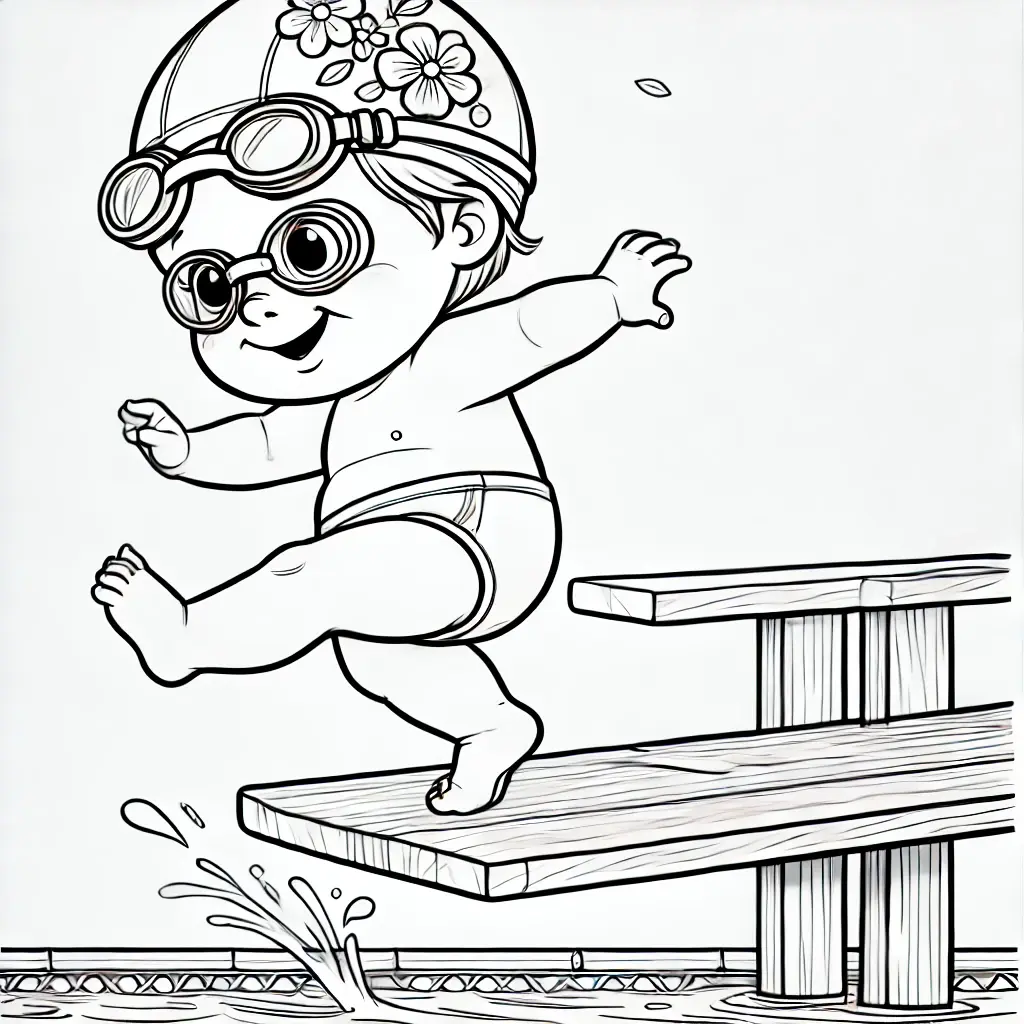 Dibujo de El valiente nadador para colorear Dibujo de El valiente nadador para colorear