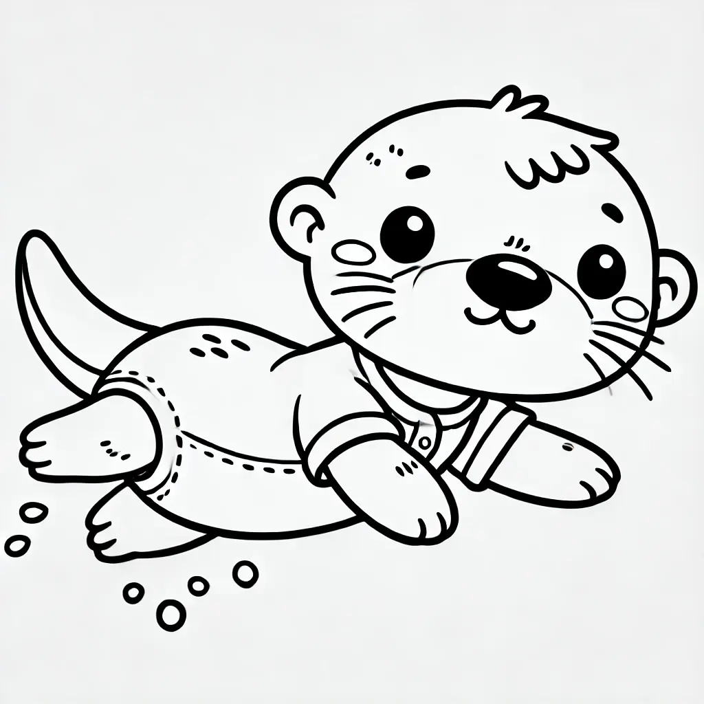 Dibujo de La nutria nadadora para colorear Dibujo de La nutria nadadora para colorear