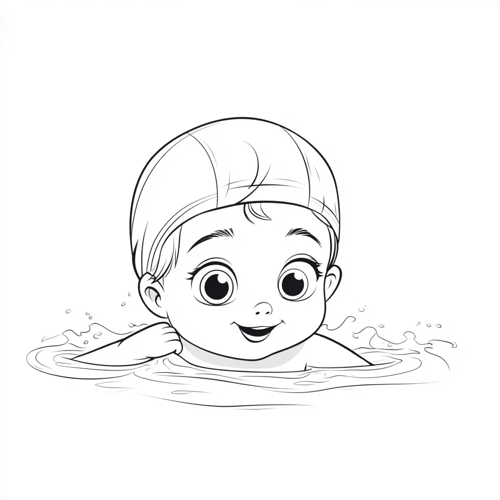 Dibujo de Nadador feliz para colorear Dibujo de Nadador feliz para colorear