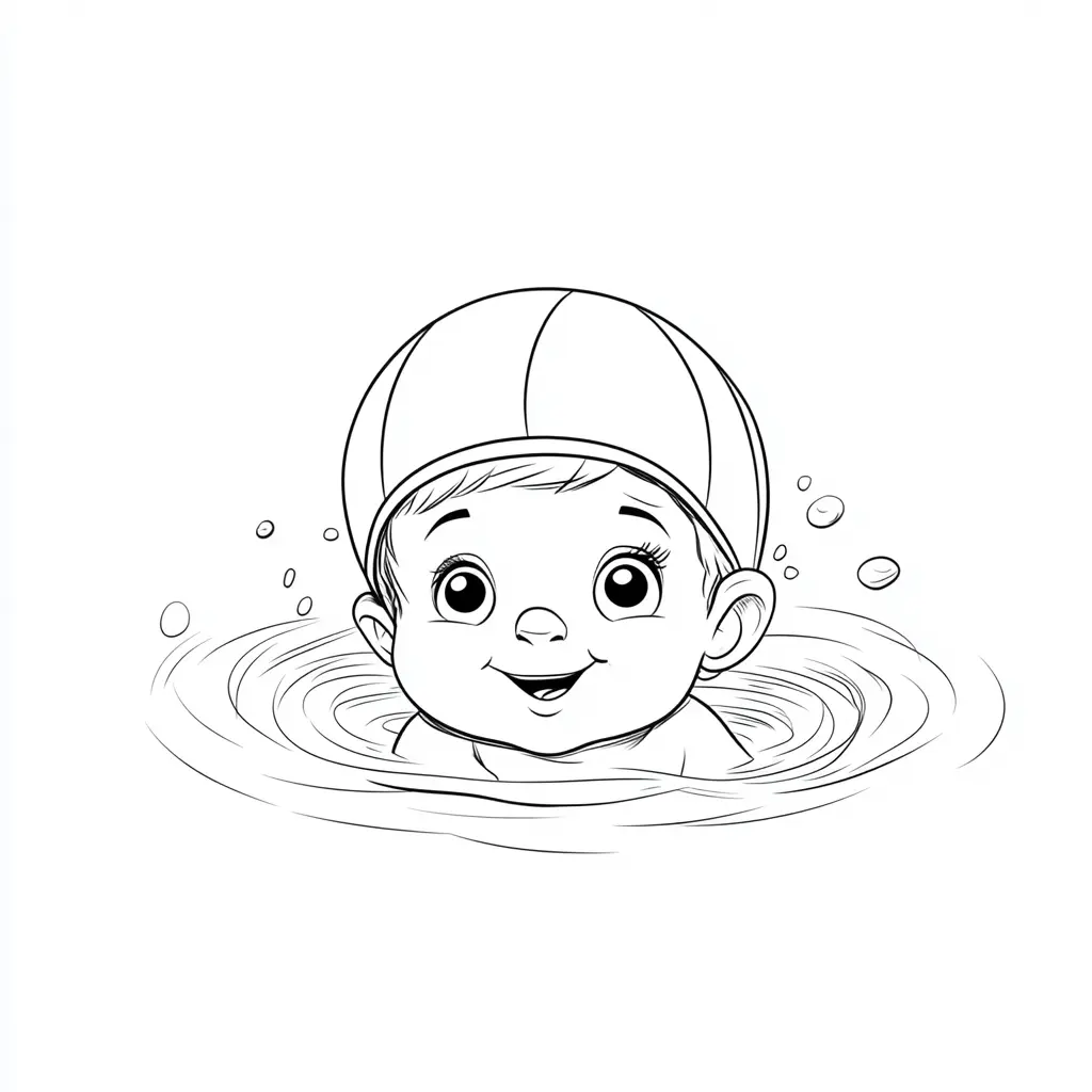 Dibujo de Nadador sonriente para colorear Dibujo de Nadador sonriente para colorear