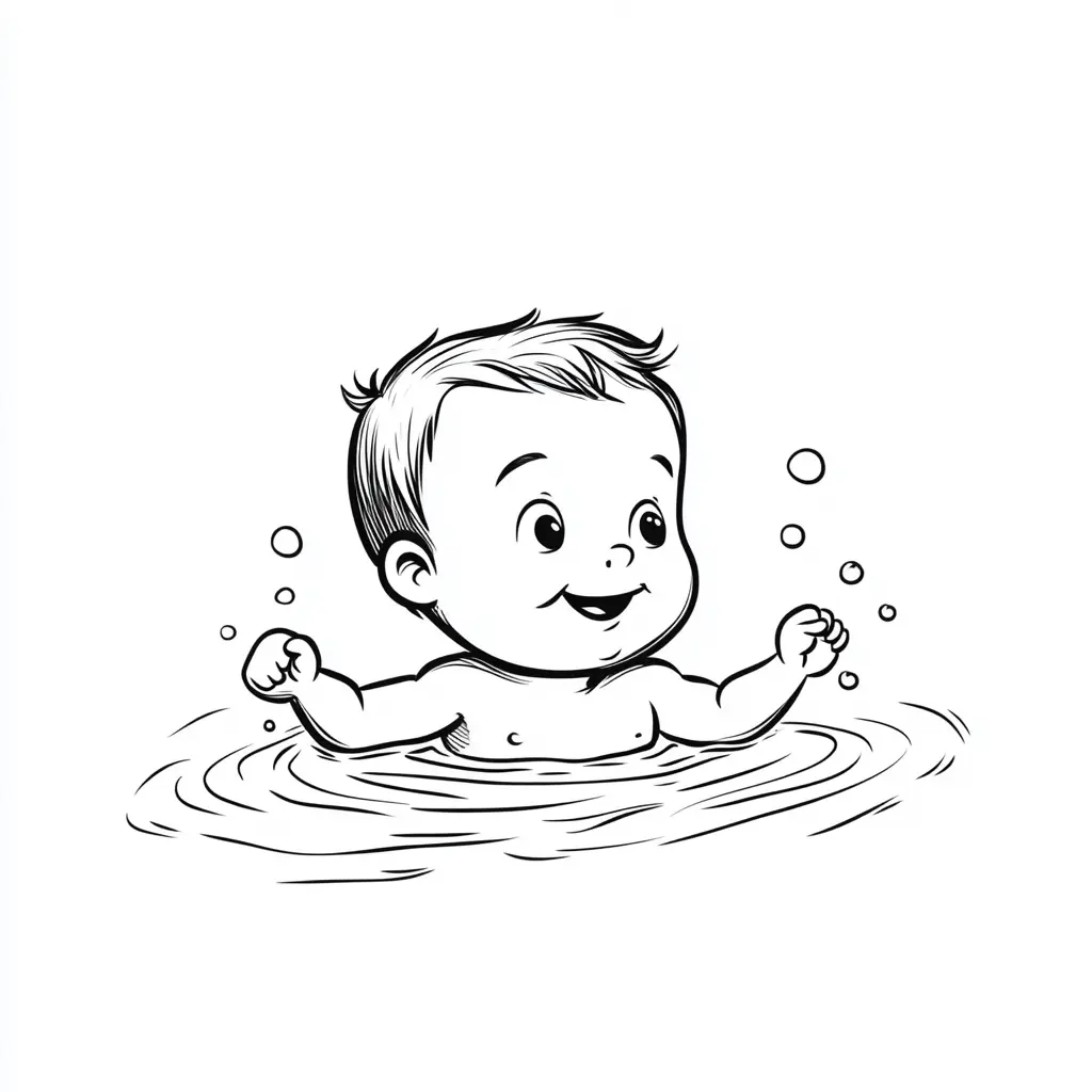 Dibujo de El niño bañándose para colorear Dibujo de El niño bañándose para colorear