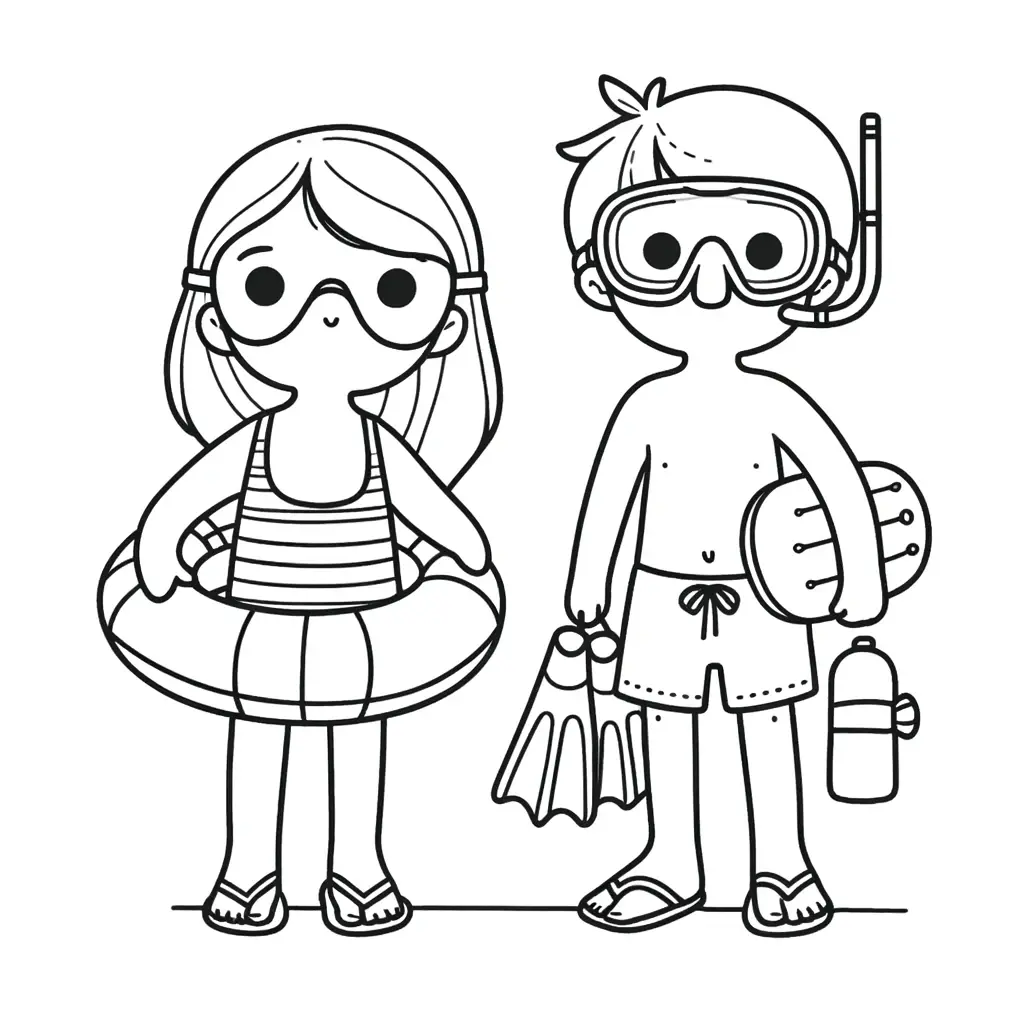 Dibujo de Preparados para nadar para colorear Dibujo de Preparados para nadar para colorear