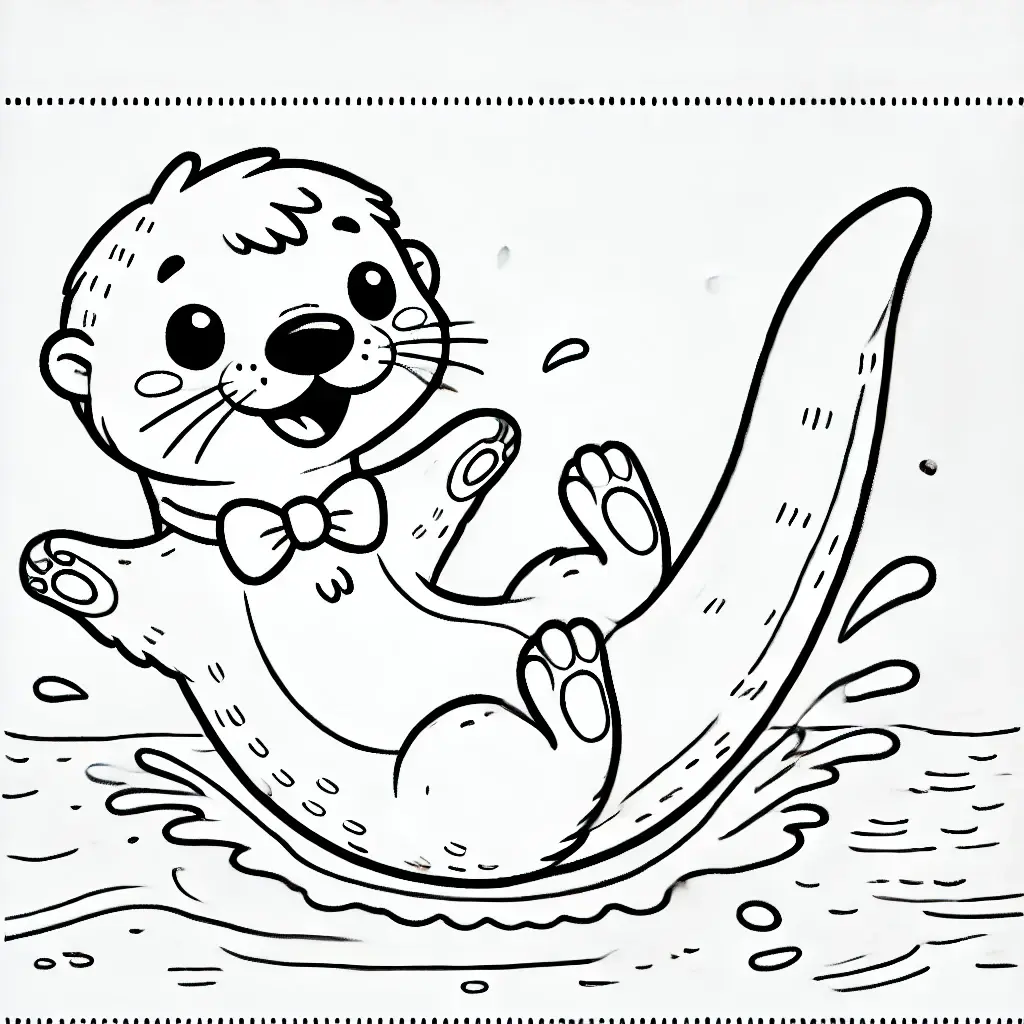 Dibujo de Nutria en el agua para colorear Dibujo de Nutria en el agua para colorear