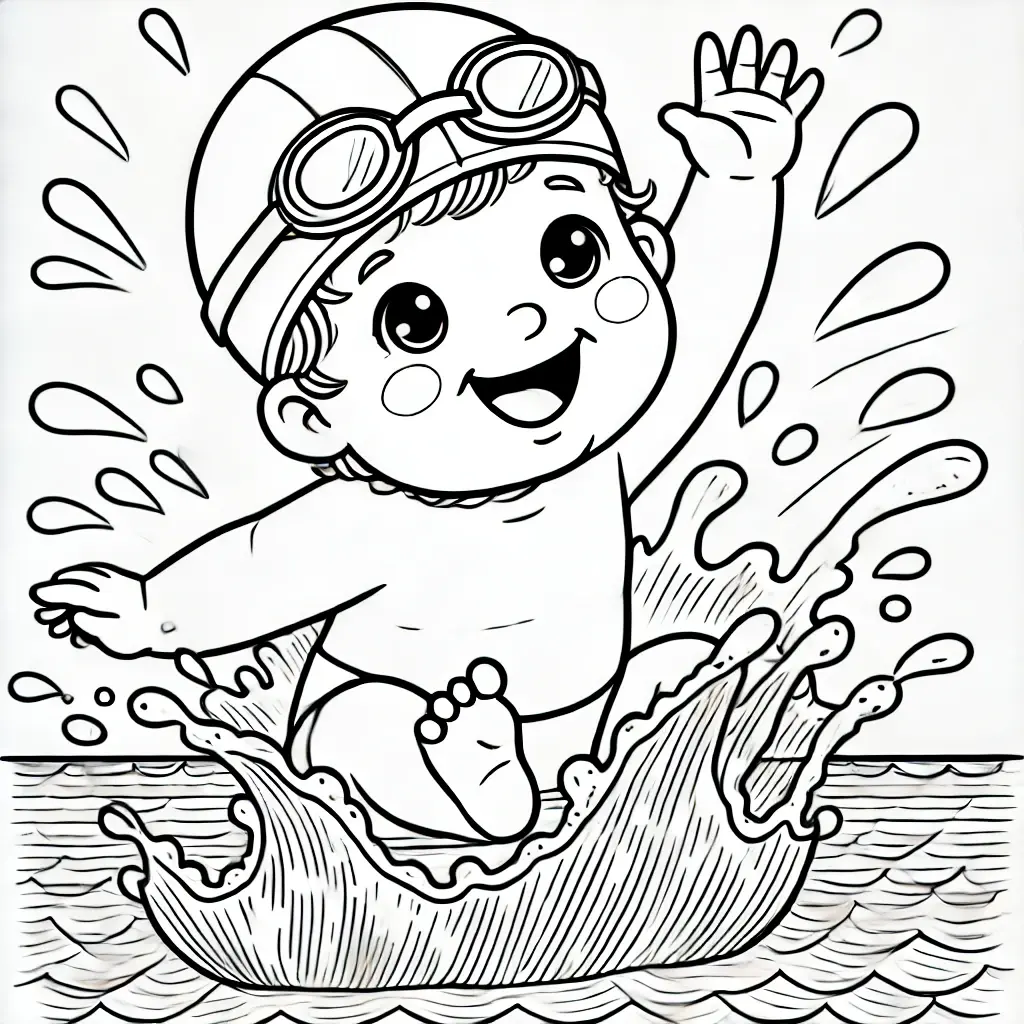 Dibujo de Natación divertida para colorear Dibujo de Natación divertida para colorear