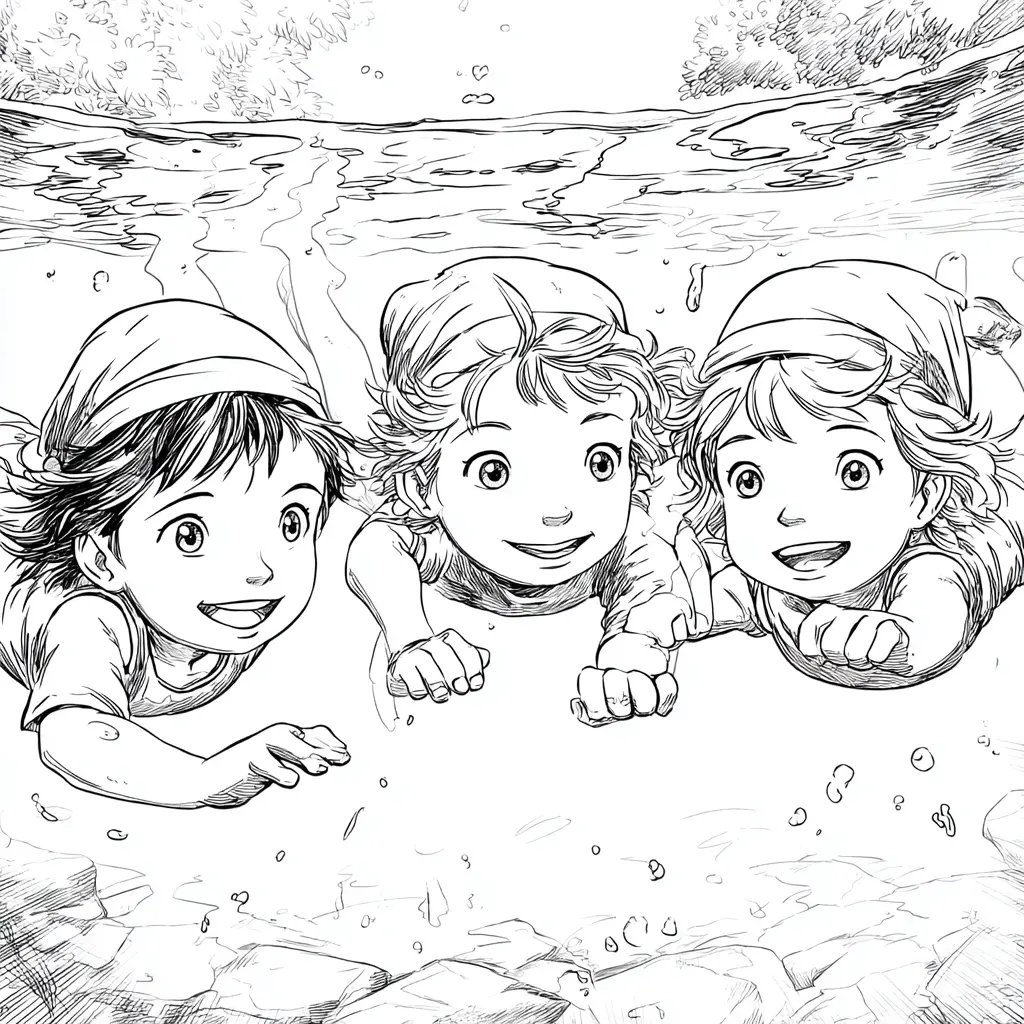 Dibujo de Natación bajo el mar para colorear Dibujo de Natación bajo el mar para colorear