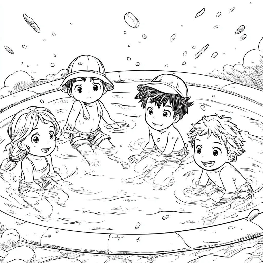 Dibujo de Amigos en el agua para colorear Dibujo de Amigos en el agua para colorear