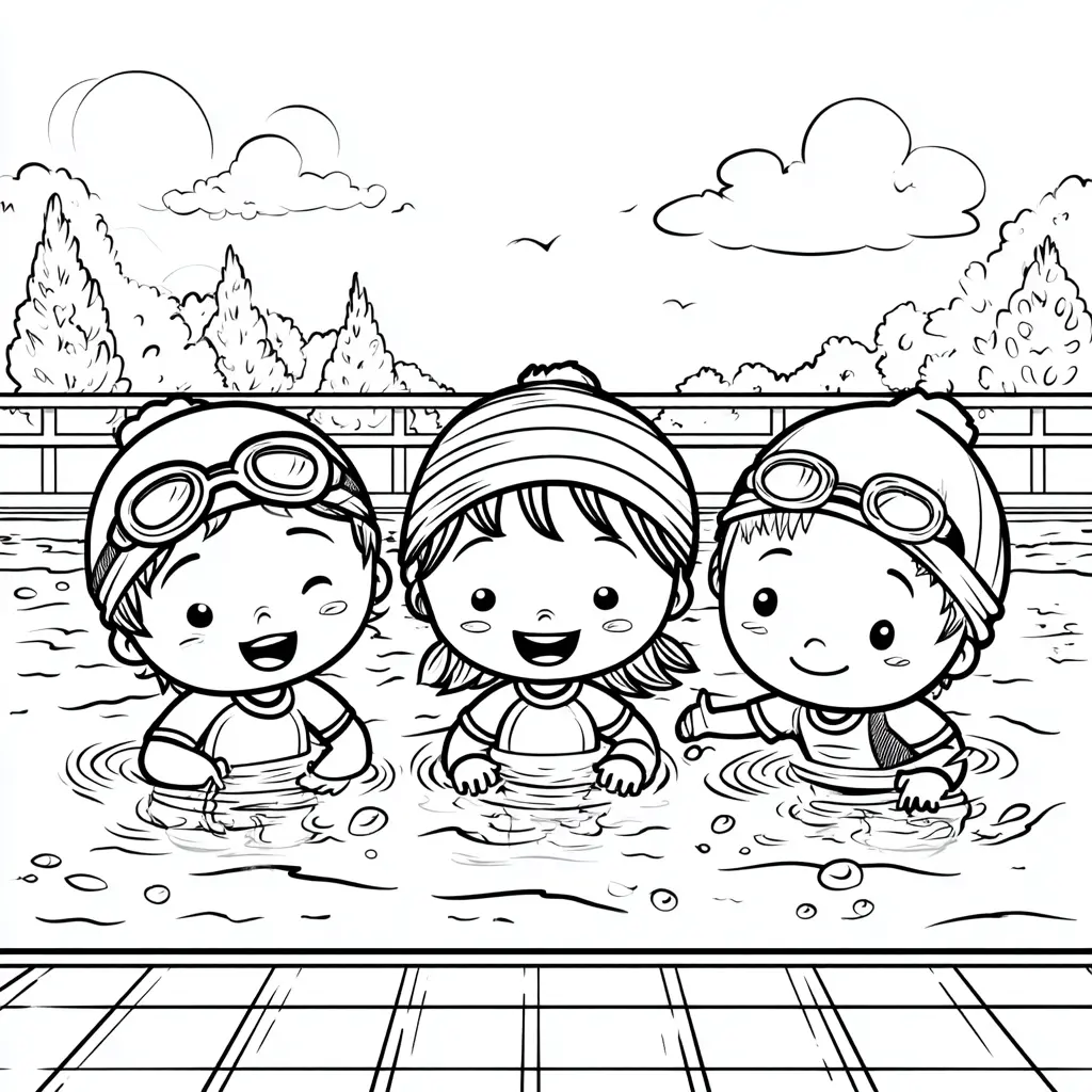 Dibujo de Día de natación para colorear Dibujo de Día de natación para colorear