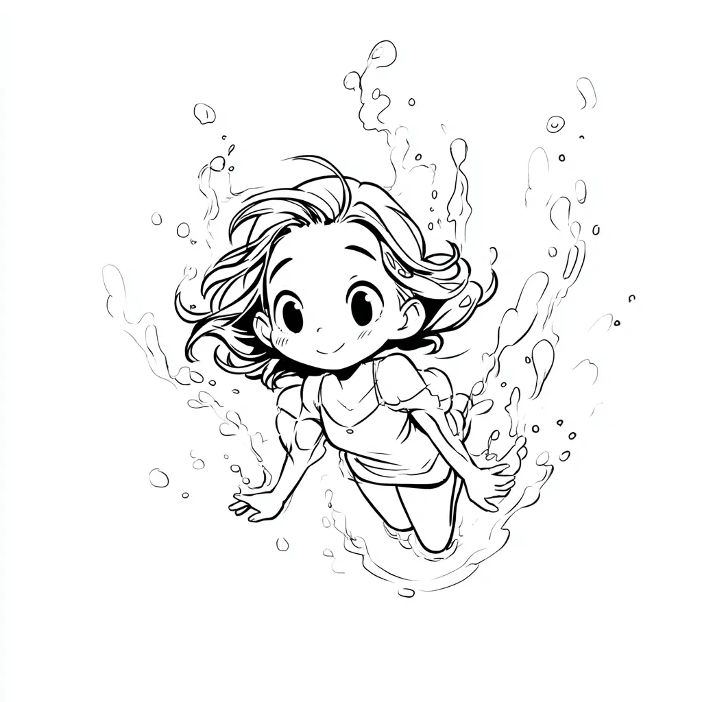 Dibujo de Niña bajo el agua para colorear Dibujo de Niña bajo el agua para colorear