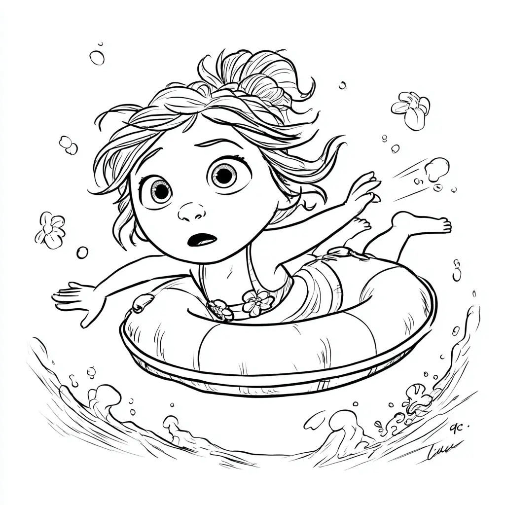 Dibujo de Nadando con flotador para colorear Dibujo de Nadando con flotador para colorear