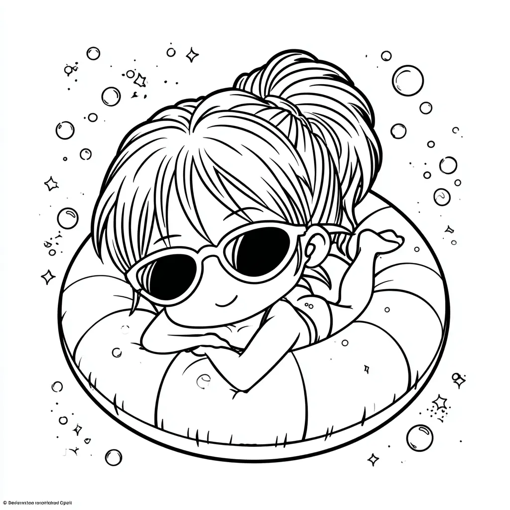 Dibujo de Tumbada sobre el flotador para colorear Dibujo de Tumbada sobre el flotador para colorear