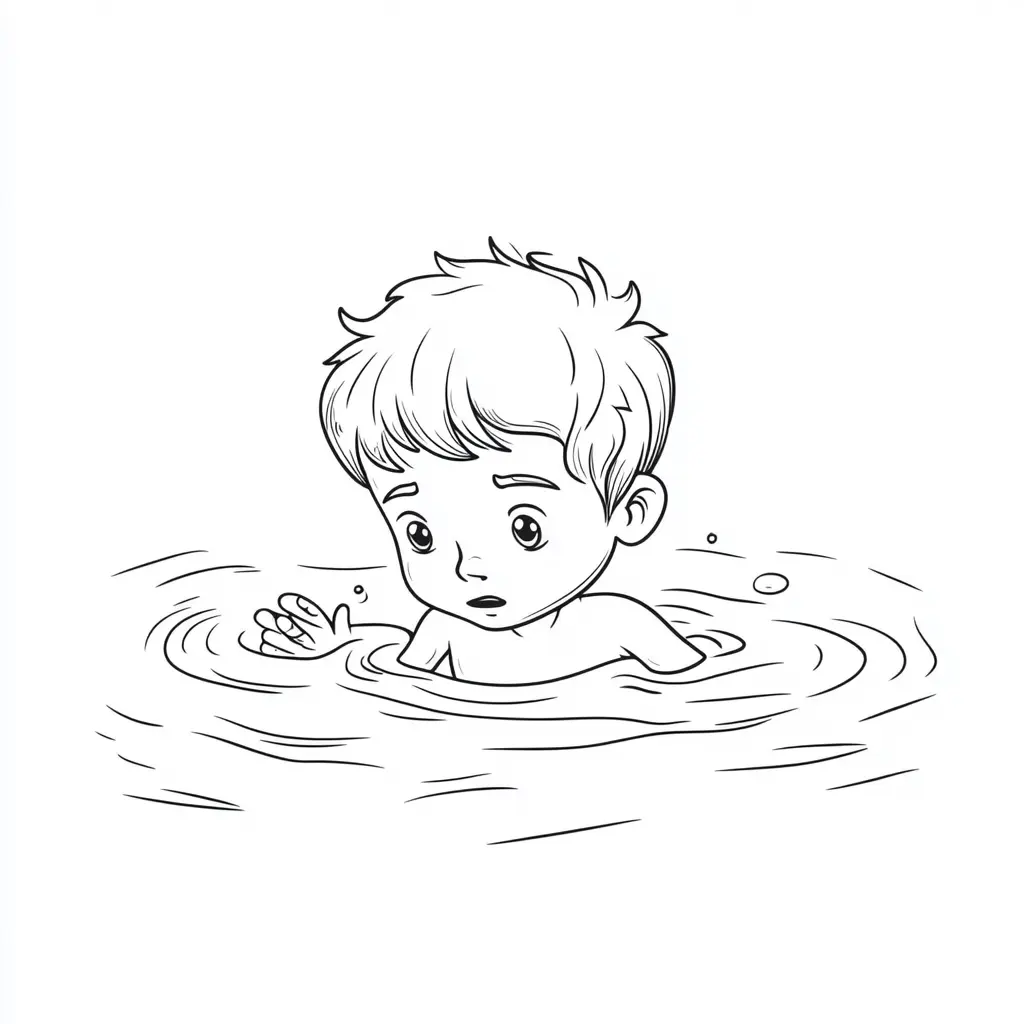 Dibujo de Nadando solito para colorear Dibujo de Nadando solito para colorear