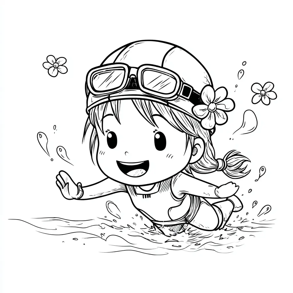 Dibujo de Feliz día de natación para colorear Dibujo de Feliz día de natación para colorear