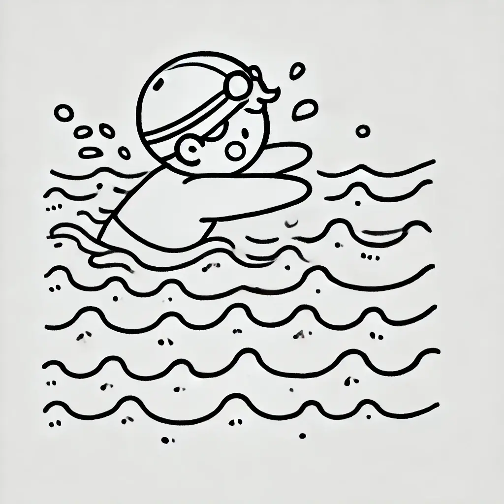 Dibujo de Practicando natación para colorear Dibujo de Practicando natación para colorear