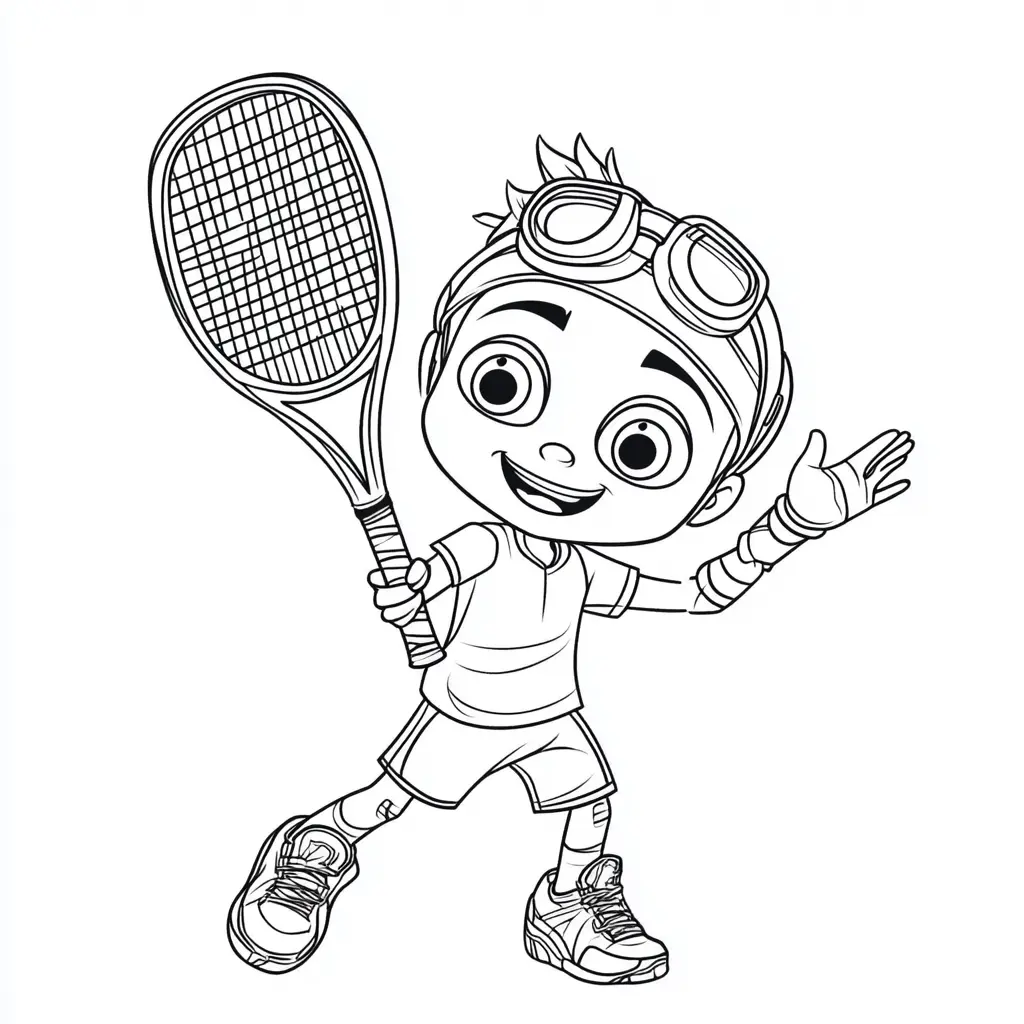 Dibujo la niña con raqueta para colorear Dibujo la niña con raqueta para colorear