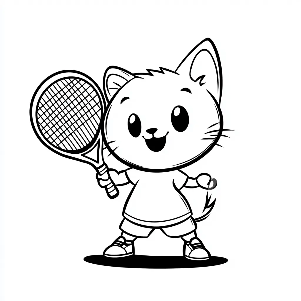 Dibujo el gatito tenista para colorear Dibujo el gatito tenista para colorear