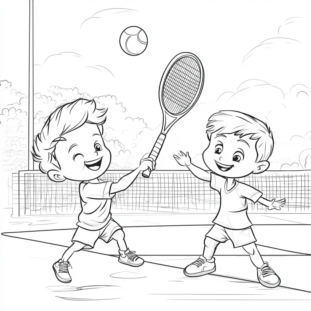 Dibujo sonrisas y raqueta de tenis para colorear Dibujo sonrisas y raqueta de tenis para colorear