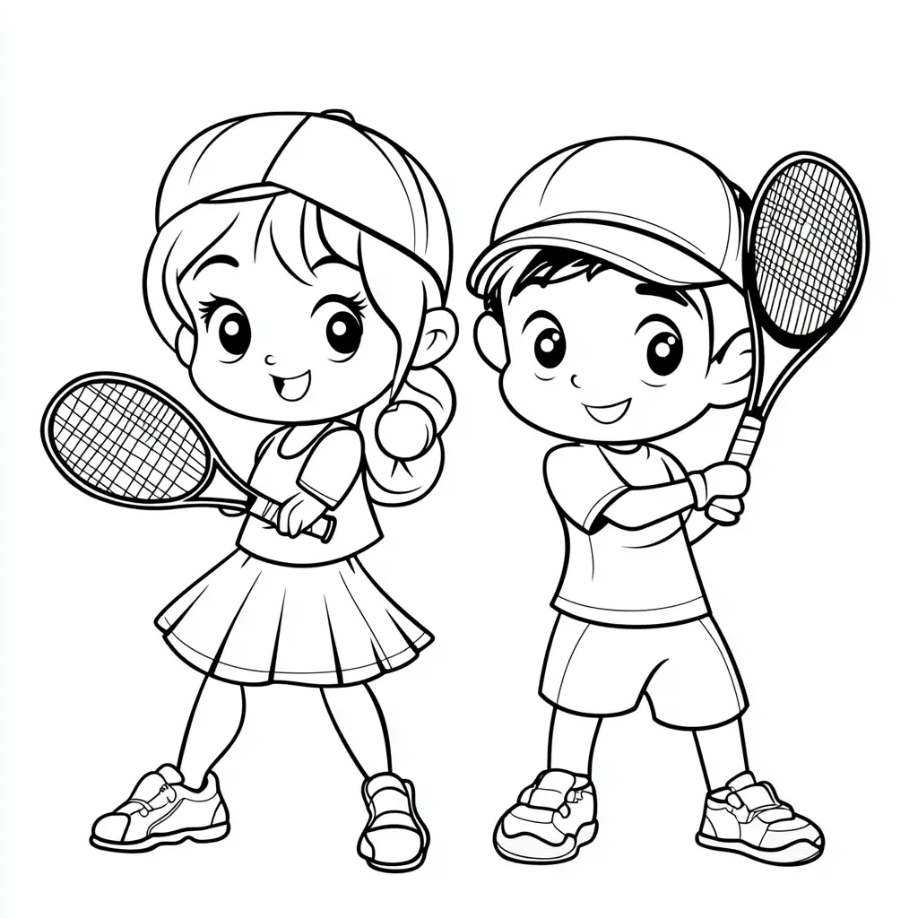 Dibujo amigos tenistas para colorear Dibujo amigos tenistas para colorear
